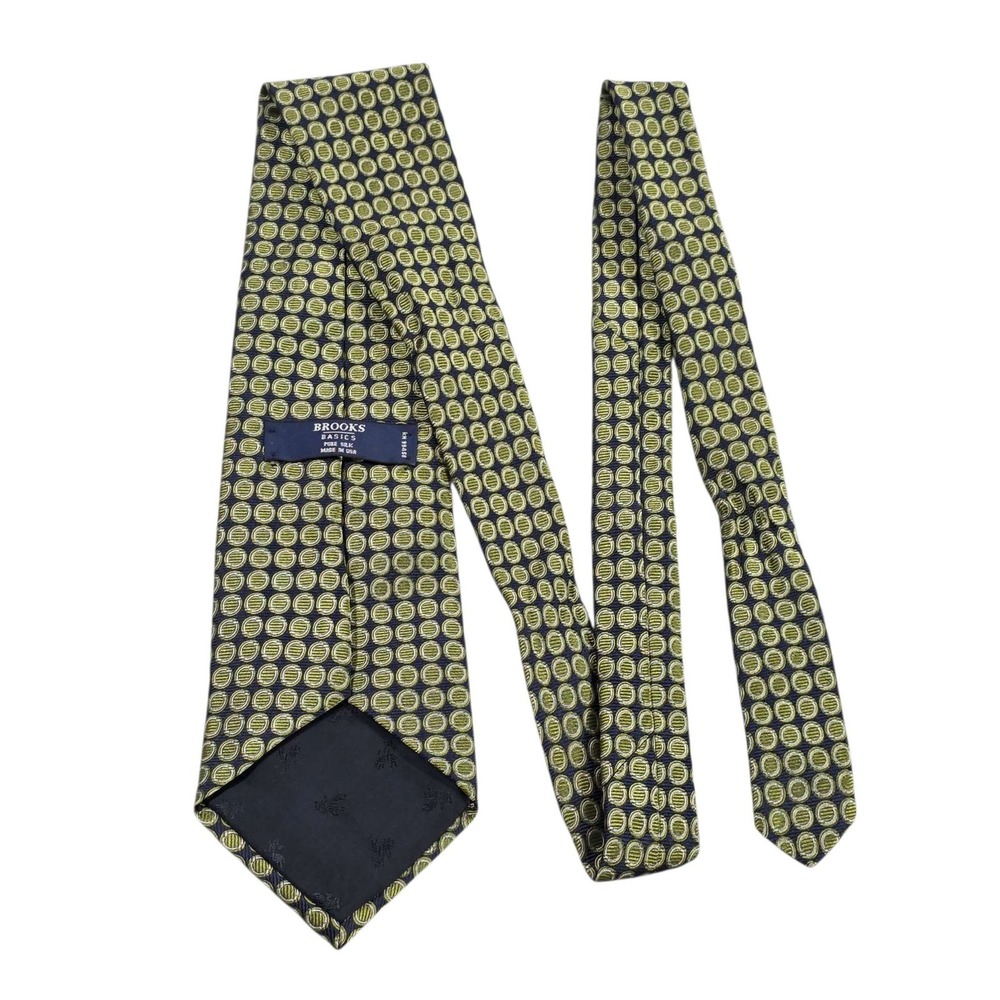 Brooks‎ Brothers Silk Geometric Pattern Necktie Navy Green Men's Tie New